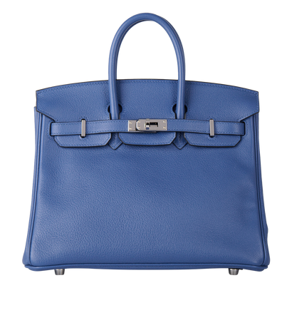 Birkin 25 In Togo Blue Brighton, front view